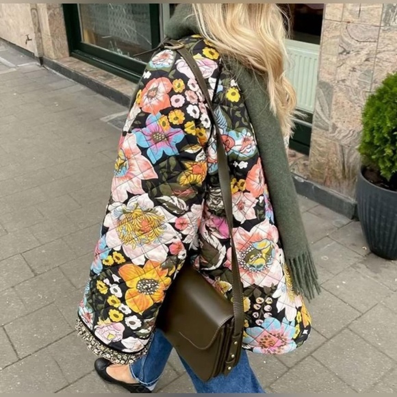 Jackets & Blazers - Floral Quilt Inspired Open Front Jacket